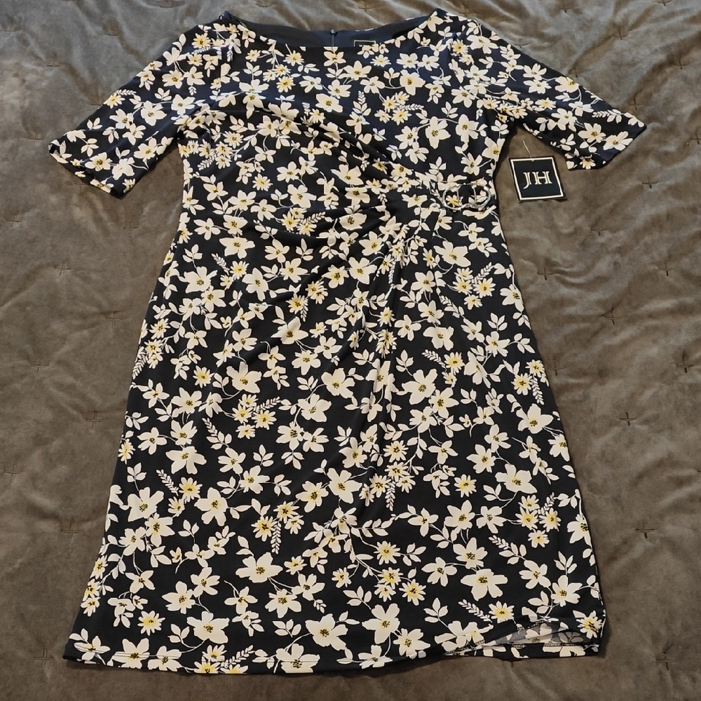 NWT Floral Sheath Midi Dress with Bateau Neckline